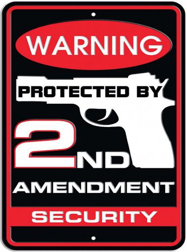 SWMS2ndAmend - 8" X 12" Protected By 2nd Amendment Tin Sign