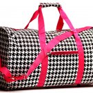 20" White with Black Houndstooth Print Duffle Bag  SWDSI1017