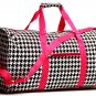 20" White with Black Houndstooth Print Duffle Bag  SWDSI1017
