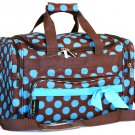 SWDSI1037- Brown W/Aqua Dots & Bow Travel Bag