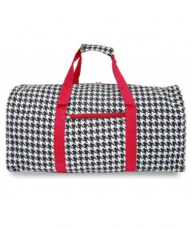 20" Black & White Houndstooth Print Duffle w/ Red Trim SWDSI1087
