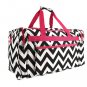 BLACK AND WHITE PINK TRIM 22 IN CHEVRON DUFFLE  SWDSI1173