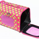 SWDSI532 S - 15 INCH SMALL PET CARRIER PINK WITH GREEN DOTS