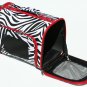 SWDSI533 S - 15 INCH SMALL PET CARRIER ZEBRA WITH RED TRIM