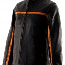 SZ 2XL Unisex Leather Racing Jacket w/ Orange Stripes SWDSIHH117-2X