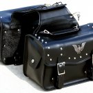 SWDSIHH517 - 2 Piece Eagle / Studded PVC Motorcycle Saddle Bag Set