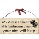 10"x4" Wooden Sign Decor - Bathroom Aim  SWEDWP310
