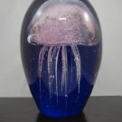 4" Glowing Pink Glass Jellyfish w/Background  SWEDJellyPink45BG