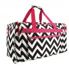 BLACK AND WHITE PINK TRIM 22 IN CHEVRON DUFFLE  SWDSI1173