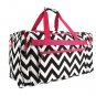 BLACK AND WHITE PINK TRIM 22 IN CHEVRON DUFFLE  SWDSI1173
