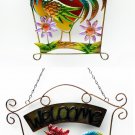 Welcome Rooster Wall Plaque 2 assorted, priced each - SWIWG 0126-212328