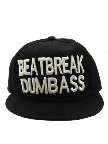SWRUBNLH2284BLK - BLACK MESSAGE BEAT BREAK DUMBASS  HAT AND CAP