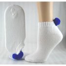 1 DOZEN SIZE 9-11  WOMENS POM POM NO SHOW SOCKS WITH ROYAL BALL  SWALSKPOM-ROYAL