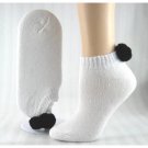 1 DOZEN SIZE 9-11 WOMENS POM POM NO SHOW SOCKS, WITH BLACK BALL  SWALSKPOM-BLK