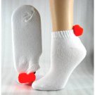 1 DOZEN SIZE 9-11 WOMENS POM POM NO SHOW SOCKS, WITH ORANGE BALL  SWALSKPOM-ORNG