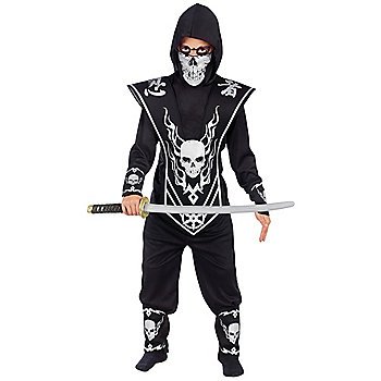 SZ Medium Boys Silver Skull Lord Ninja Costume - SWWHCFW110092S