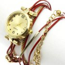 MULTI STRAND WRAP AROUND  FASHION WATCH - SWRUBWJW8034GDRED