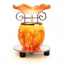 Marbled Glass Tart/Oil Warmer - Orange  SWEDOA614