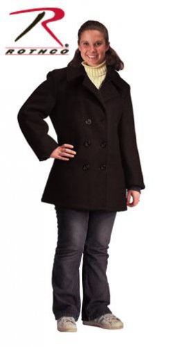 SZ Small Rothco Women's Navy Type Black Wool Peacoat 7038