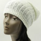 SWRUBDAH2874WHT - CROCHETED WINTER BEANIE HAT AND CAP