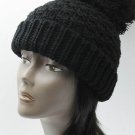 SWRUBDAH4087BLK - LARGE POM POM WINTER BEANIE HAT AND CAP