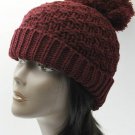 SWRUBDAH4087BUR - LARGE POM POM WINTER BEANIE HAT AND CAP