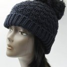 SWRUBDAH4087NVY - LARGE POM POM WINTER BEANIE HAT AND CAP