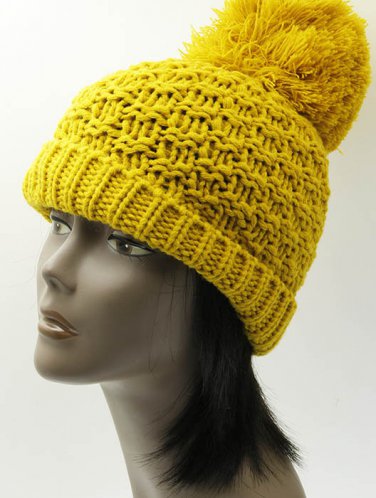 SWRUBDAH4087YEW - LARGE POM POM WINTER BEANIE HAT AND CAP