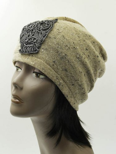 SWRUBDAH8345BEG - OWL BEANIE HAT AND CAP
