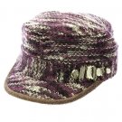 SWRUBDAH4269PUR- WOOL BLEND MILITARY STYLE HAT AND CAP