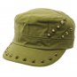 SWRUBDAH4516KHA - METAL SPIKE MILITARY STYLE HAT AND CAP