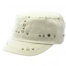 SWRUBDAH4738WHT - METAL LUCITE BEAD MILITARY STYLE HAT AND CAP