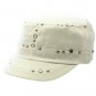 SWRUBDAH4738WHT - METAL LUCITE BEAD MILITARY STYLE HAT AND CAP