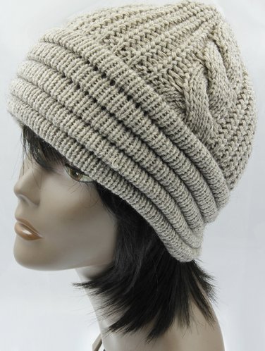 SWRUBBTH4212BEG- DOUBLE LAYERED WINTER BEANIE HAT AND CAP