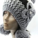 SWRUBBTH50721GRY- EAR FLAP WINTER BEANIE HAT AND CAP