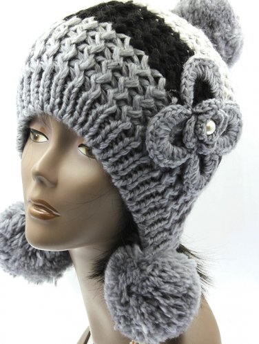 SWRUBBTH50721GRY- EAR FLAP WINTER BEANIE HAT AND CAP