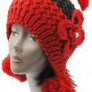 SWRUBBTH50721RED- EAR FLAP WINTER BEANIE HAT AND CAP