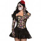 Day of the Dead Long Rouched Gloves Adult Size - SWWHC-74673F