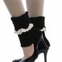 FOLDOVER LACE TOP KNITTED  LEG WARMER   - SWRUB-HAA264107BLK