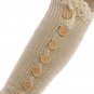 LACE TOP BUTTON EMBELLISHED LEG WARMER  - SWRUB-HAA264111BEG