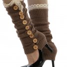 LACE TOP BUTTON EMBELLISHED LEG WARMER  - SWRUB-HAA264111BRO