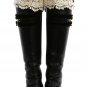 LACE TOP BUTTON EMBELLISHED LEG WARMER  - SWRUB-HAA264139BEG