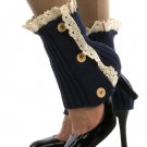 LACE TOP BUTTON EMBELLISHED LEG WARMER  - SWRUB-HAA264140BLU
