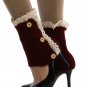 LACE TOP BUTTON EMBELLISHED LEG WARMER  - SWRUB-HAA264140RED