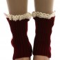 LACE TOP BUTTON EMBELLISHED LEG WARMER  - SWRUB-HAA264140RED