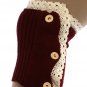 LACE TOP BUTTON EMBELLISHED LEG WARMER  - SWRUB-HAA264140RED