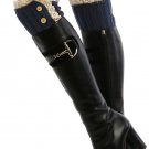 LACE TOP BUTTON EMBELLISHED LEG WARMER  - SWRUB-HAA264141BLU