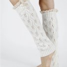 LACE TOP KNEE HIGH  LEG WARMER - SWRUB-KYL8051WHT