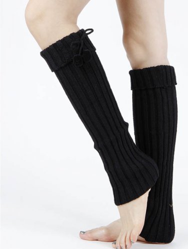 FOLDOVER TOP POM POM  LEG WARMER - SWRUB-KYL8059BLK