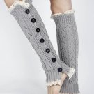 LACE TOP AND BOTTOM KNEE HIGH  LEG WARMER - SWRUB-KYL8062GRY